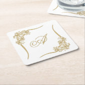 Pijnlijke Poinsettia Kant Monogramed Kartonnen Onderzetters (Schuin)