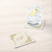 Pijnlijke Poinsettia Kant Monogramed Kartonnen Onderzetters (Insitu)