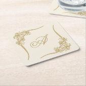 Pijnlijke Poinsettia Kant Monogramed Kartonnen Onderzetters (Schuin)