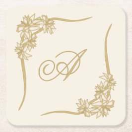 Pijnlijke Poinsettia Kant Monogramed Kartonnen Onderzetters