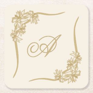 Pijnlijke Poinsettia Kant Monogramed Kartonnen Onderzetters