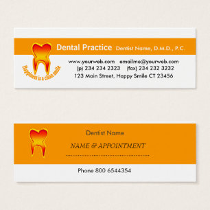 Pijnlijke Tekening van Tandarts Afspraak Mini Visitekaartjes