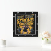 Pijnlijke Vandaag Sterke Morgen Barbell Vierkante Klok (Huis)