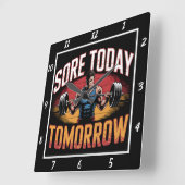 Pijnlijke Vandaag Sterke Morgen Barbell Vierkante Klok (Hoek)