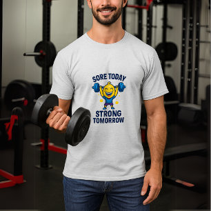 Pijnlijke Vandaag Sterke Morgen Grappige Gym Worko T-shirt