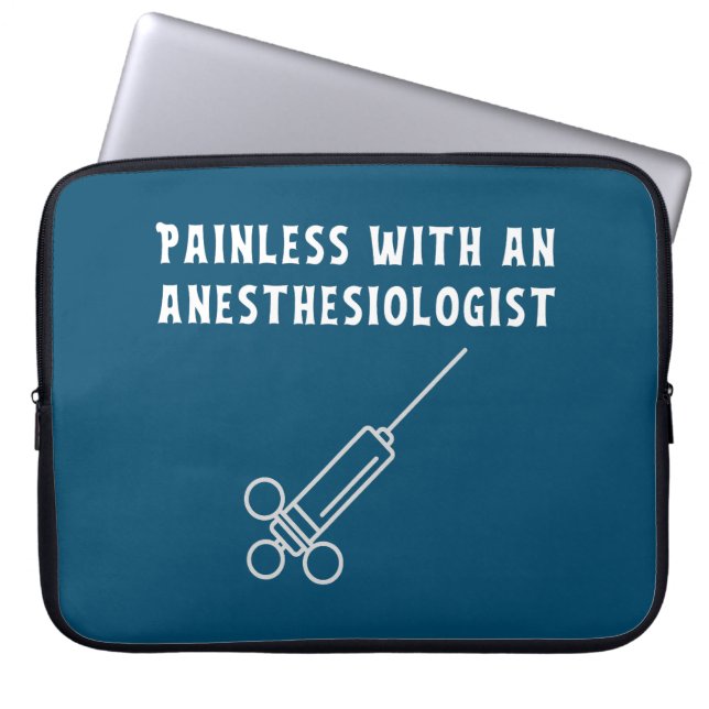 Pijnloos met een anesthesioloog, anesthesiologie laptop sleeve (Voorkant)