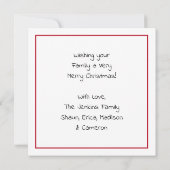 Pijnnaalden en warme cacao kerst kaart (Achterkant)