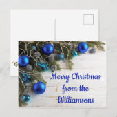 Pijnnaalden, keien en blauw Ornament met kerstmis Briefkaart (Voorkant / Achterkant)