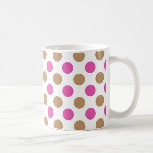 Pijnpatroon met bruine en roze polka koffiemok