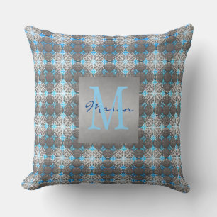 Pijnpatroon wit, blauw en grijs kussen