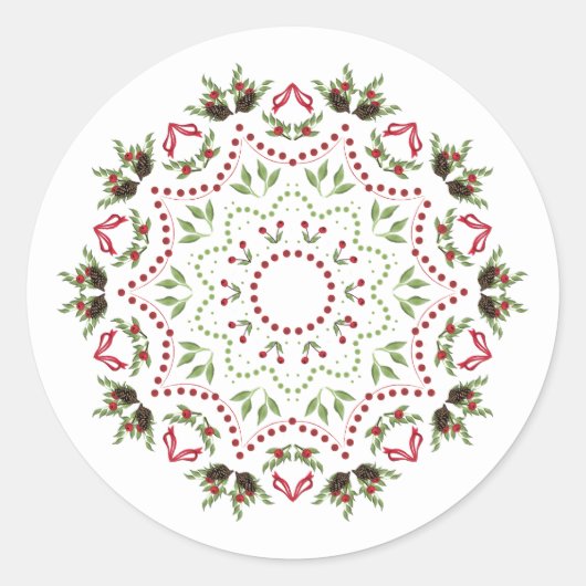 Pijnpitten en bessen mandala rond sticker (Voorkant)