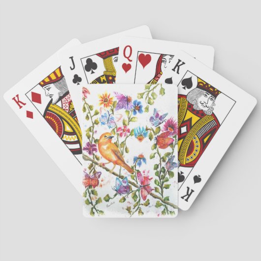 PIJNPRINTS GEEL VOGELKAARTEN SPEELKAARTEN (Achterkant)