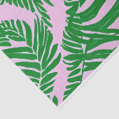 Pijnroze en groene handpalmen met bladeren tissuepapier (Detail)