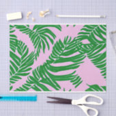 Pijnroze en groene handpalmen met bladeren tissuepapier (Craft)