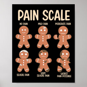 Pijnschaal Funny Gingerbread Man Kerstverpleegster Poster