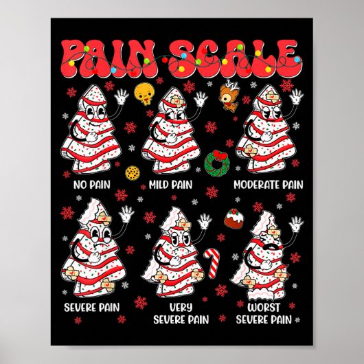 Pijnschaal Grappige Kerstboom Cake Pjs Pyjama X Poster (Voorkant)