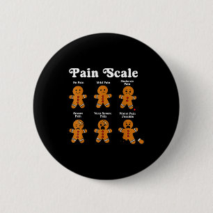 Pijnschaal Grappige Peperkoek Man Kerstverpleegste Ronde Button 5,7 Cm