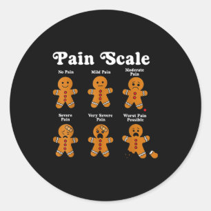 Pijnschaal Grappige Peperkoek Man Kerstverpleegste Ronde Sticker