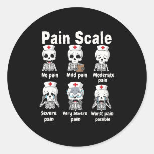 Pijnschaal Schattige Verpleegster Skelet Halloween Ronde Sticker