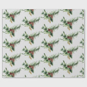 Pijnsteenkool en Evergreen Branch Wrapping Paper Cadeaupapier (Vlak)