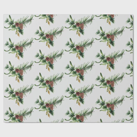 Pijnsteenkool en Evergreen Branch Wrapping Paper Cadeaupapier (Vlak)