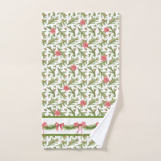 Pijnstokken, Pinecones en Poinsettias Bath Towel Bad Handdoek (Handdoek)