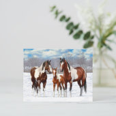 Pijnstokpaardjes in wintersneeuw briefkaart (Staand voorkant)