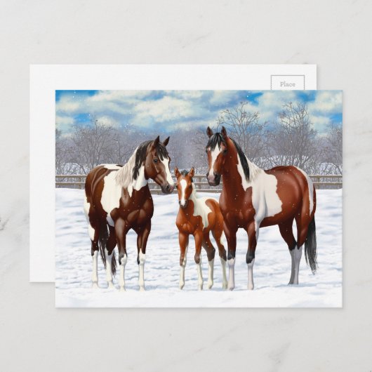 Pijnstokpaardjes in wintersneeuw briefkaart (Voorkant / Achterkant)