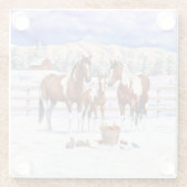 Pijnstokpaardjes in wintersneeuw glazen onderzetter (Achterkant)