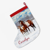 Pijnstokpaardjes in wintersneeuw grote kerstsok (Achterkant (Hangend))