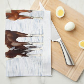 Pijnstokpaardjes in wintersneeuw theedoek (Quarter Fold)