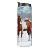 Pijnstokpaardjes in wintersneeuw thermosbeker (Geroteerd rechts)