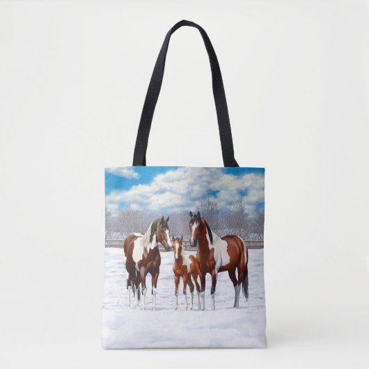 Pijnstokpaardjes in wintersneeuw tote bag (Voorkant)