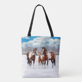 Pijnstokpaardjes in wintersneeuw tote bag (Achterkant)
