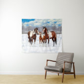 Pijnstokpaardjes in wintersneeuw wandkleed (In Situ (horizontaal))