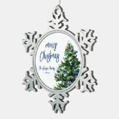 Pijnstructuur met sneeuwschilderende Waterverf Tin Sneeuwvlok Ornament (Rechts)