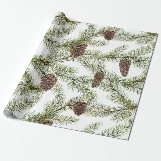 Pijntakken en -keien Kerstmis, nieuwjaar Cadeaupapier (Uitgerold)