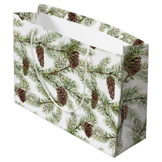 Pijntakken en -keien Kerstmis, nieuwjaar Groot Cadeauzakje (Achterkant Gekanteld)