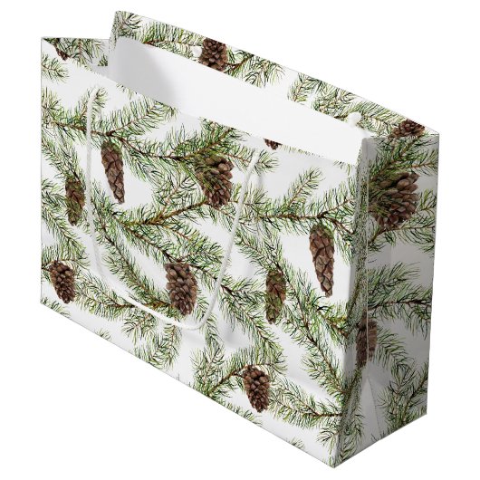 Pijntakken en -keien Kerstmis, nieuwjaar Groot Cadeauzakje (Voorkant Gekanteld)