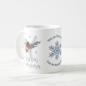 Pijntjes, naalden, rode bessen. prettige feestdage koffiemok (Voorkant links)