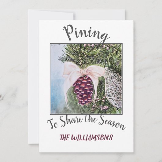 Pijntoon en lint met foto feestdagenkaart (Voorkant)