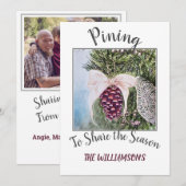 Pijntoon en lint met foto feestdagenkaart (Voorkant / Achterkant)