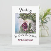 Pijntoon en lint met foto feestdagenkaart (Staand voorkant)