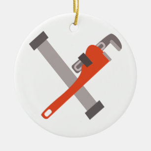 Pijp en sleutel keramisch ornament
