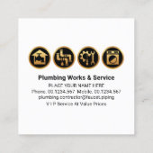 Pijp moersleutel kraan lekkende dak vierkante visitekaartje (Achterkant)