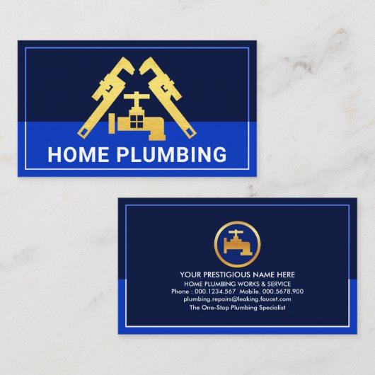 Pijp moersleutel kraan overstroming water visitekaartje (Voorkant / Achterkant)