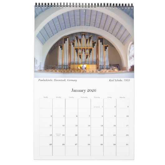Pijp Organen Oude en Nieuwe Aanpasbare kalender (Jan 2026)