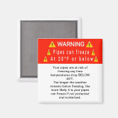 Pijpen bevriezen bij temp waarschuwingsmagneet magneet (Voorkant / Achterkant)