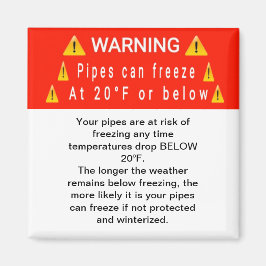 Pijpen bevriezen bij temp waarschuwingsmagneet magneet