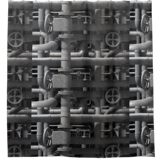 Pijpen en afsluiters douchegordijn (Voorkant)